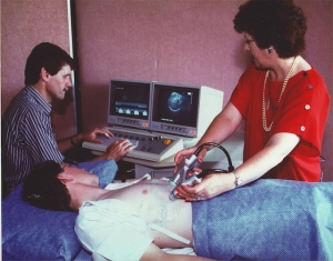 Laurie Wilson, Kaye Grifiths using XTC scanner (1990?)