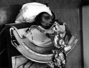 Mk I eye scanner with dial gauge fitted to z-axis (1964)