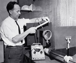 Reg Allen testing beam pattern of semicircular canal probe