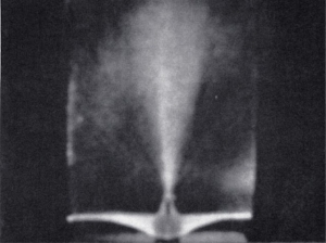 Schlieren photograph of Meniere's probe beam