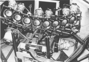 Research Octoson scan arm with 8 transducers (1974)