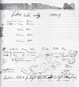 Notebook entry for early echogram (1962)